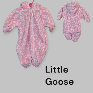 Vintage Little Goose  Hooded Fleece Bunting Baby Infants Girls 6 Months